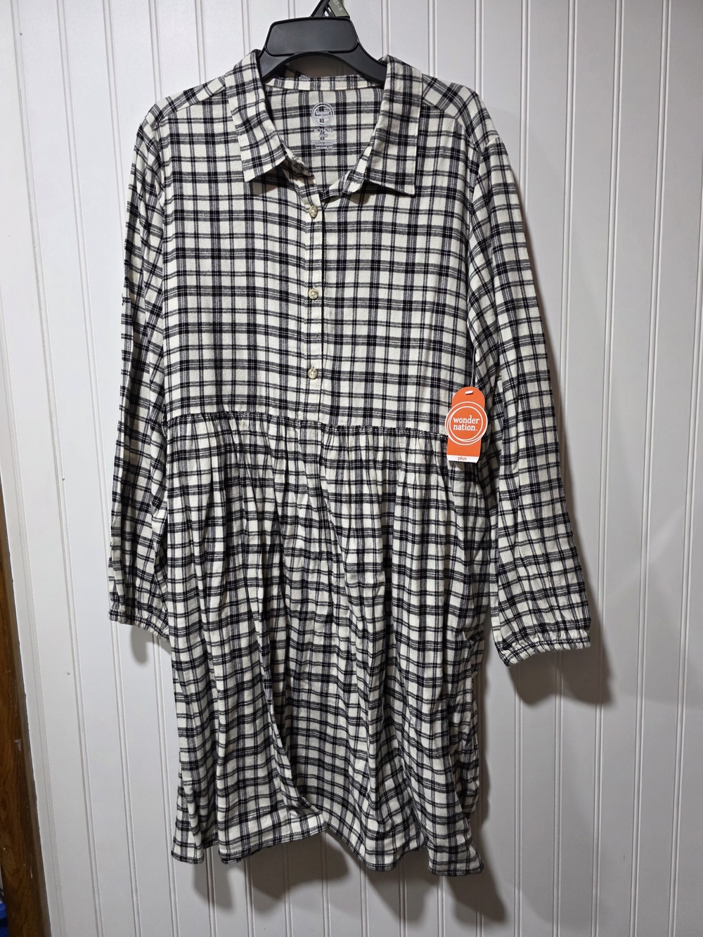 Girls Black & White Plaid Dress